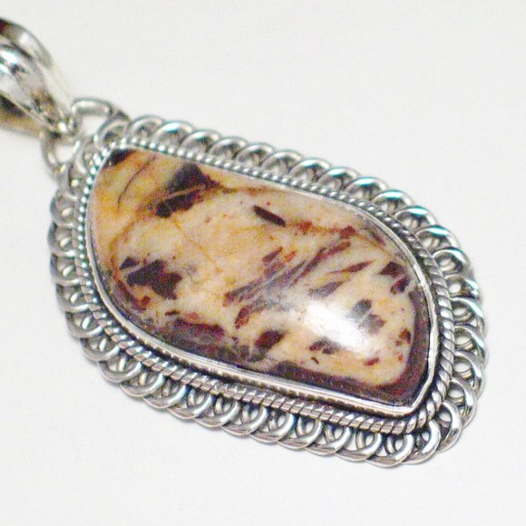 Agate Pendant Sterling Silver Mocha Browns Mens - Picture 2 of 5